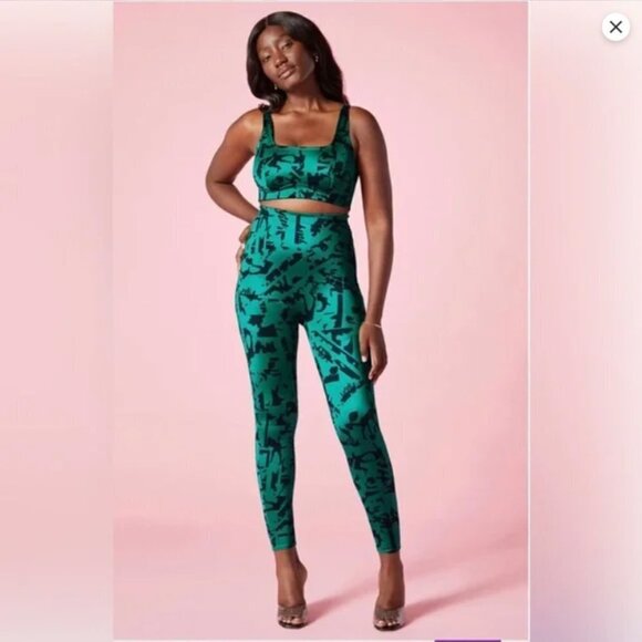 Med - EUC - Yitty by Fabletics Green/Black Lizzo Deep Sea Lizzouette Leggings - Picture 3 of 11